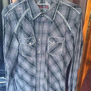 Rock 47 embroidered snap button L rockabilly shirt